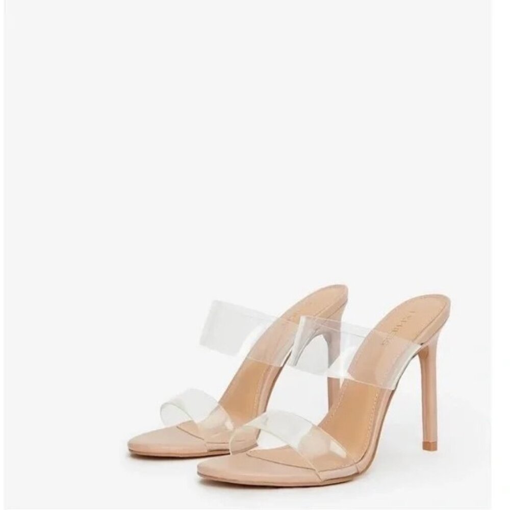 Express Clear Strap Nude Heeled Mules